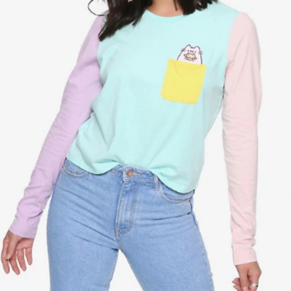 NEW Hot Topic Pusheen Color Block Pastel Longsleeve Shirt Medium